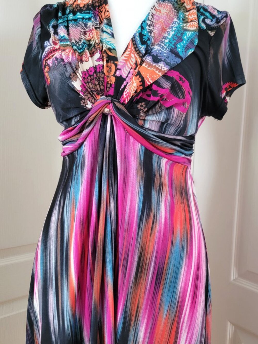 JUS D’ORANGE COLORFUL PRINT MODAL DRESS - Picture 2 of 9